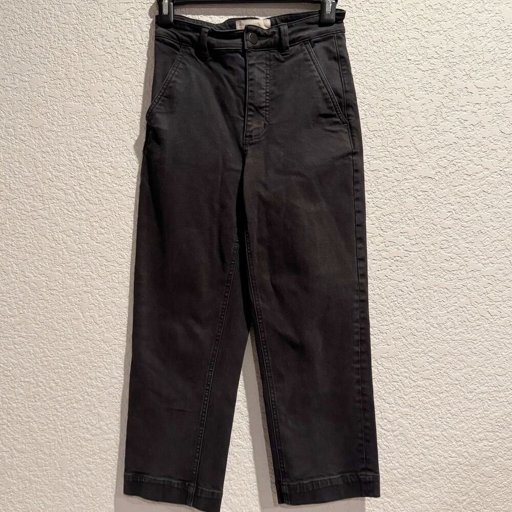 everlane | black straight leg button fly short women's jeans sz 00